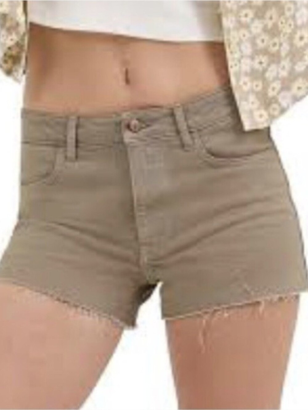 Wrangler Mid Rise Vintage Taupe Stone Raw Hem Denim Shorts Size 8/29